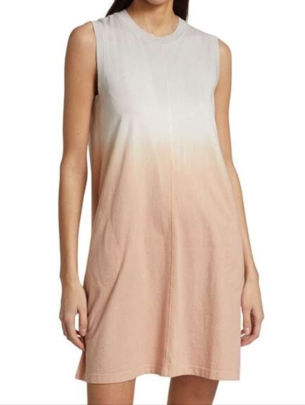 Atm Xs Sleeveless Ombre Shift Dress In Cream To Peach With Pockets